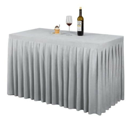 Banquet Hotel Silver Organza Table Skirt Different Styles of Tablecloth (Gray). Banquet Hotel Silver Organza Table Skirt Different Styles of Tablecloth (Gray).