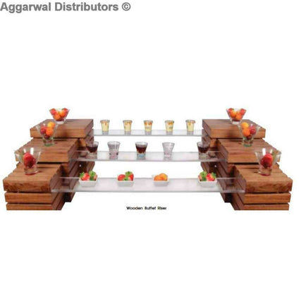 Arabic Restaurant Equipment Wooden Square Risers Sapele Wooden Buffet Elevation Food Displays for Cafeterias (Set).