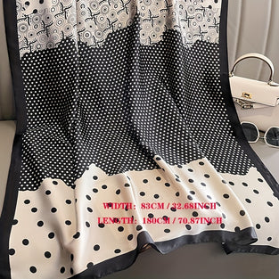 Stylish Polka Dot Circle Scarf Casual Color Block Smooth Shawl Outdoor Windproof Sunscreen Travel Beach Towel