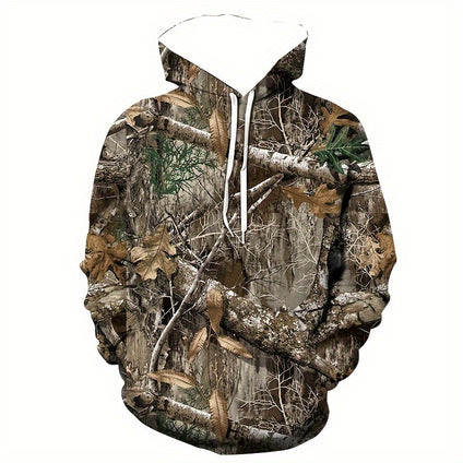 Men's 3D Wood Pattern Drawstring Sweatshirt