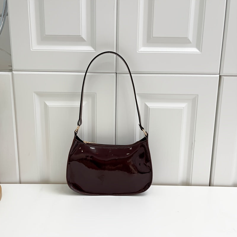 Chic and Sophisticated: Trendy Glossy Shoulder Bag for Women in Patent PU Leather