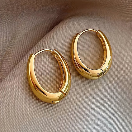 Copper Glossy Hoop Earrings: Vintage Style Women's Jewelry for Daily & Party Wear