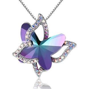 12 Months Birthstone Butterfly Pendant Necklace Mother's Day Anniversary Birthday Gift