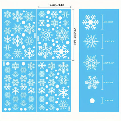 1pack Christmas Window Stickers, Snowflake Window Stickers, Static Window Flower Stickers For Christmas Decoration, Window Decoration, Christmas Party Supplies, Thanksgiving Party Decoration Home Decor