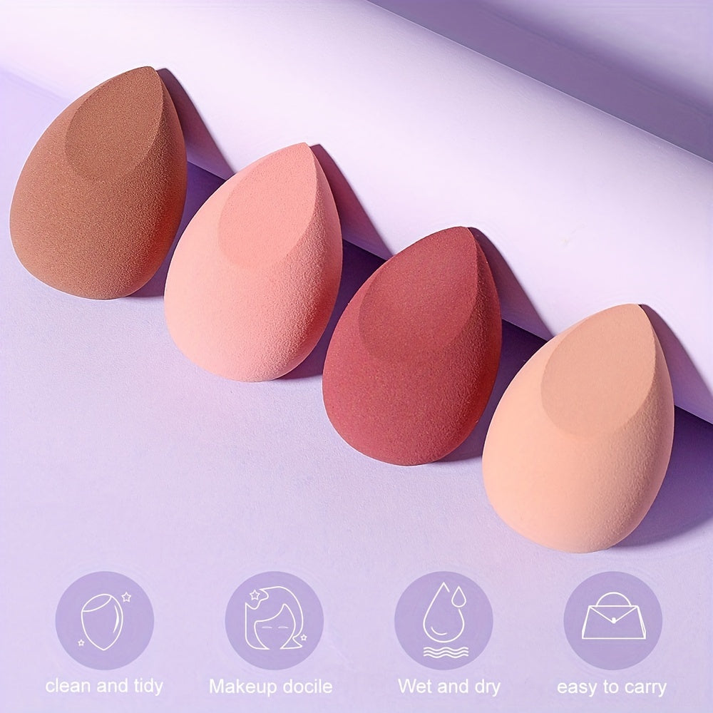 Flawless Beauty Blender Set: 4pcs Makeup Sponge for Liquid, Powder, and Cream - Wet and Dry Use