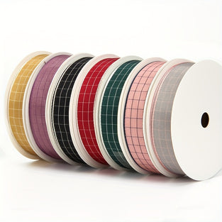 1 Roll, 9 Meters Grid Ribbon Gift Gift Bag Satin Ribbon Cake Festival Party Decoration Bow Handmade Cloth Art Accessories, Ribbons For Bouquets, Flower Wrapping Paper, Craft Supplies Clearance, Fabric, Handmade Wedding Bouquets Material