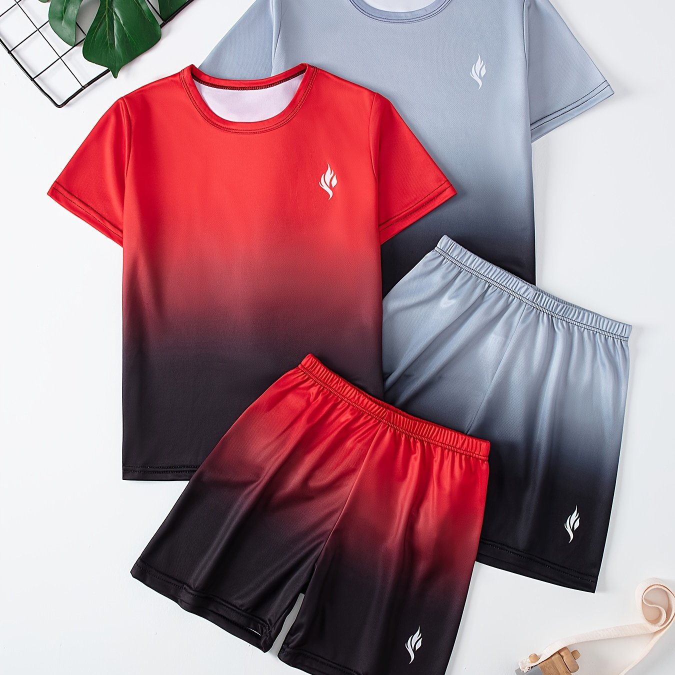 Boys' Flame Pattern Soccer Set: Casual and Comfy Co-ord Clothing