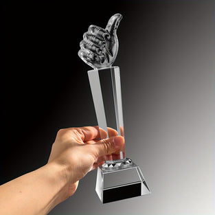 Elegant Crystal Glass Thumbs Trophy