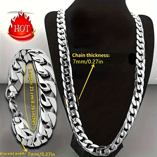 Stainless Steel Cuban Chain Set perfect for Couples