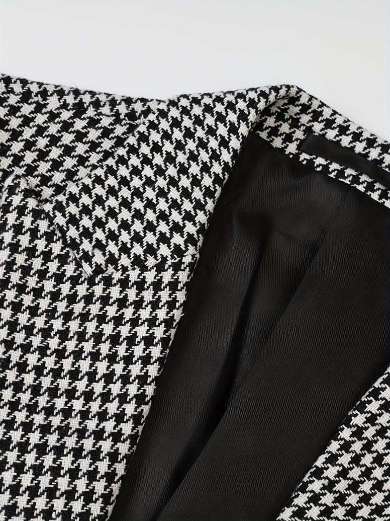 Men's Business and Daily Wear Houndstooth Pattern Jacket - Tailored Fit Suit Coat for Fashion-forward Men