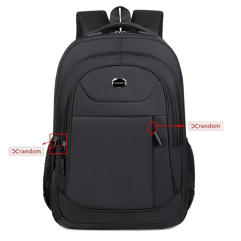 Versatile Solid Color Classic Backpack with Multi-Zippers