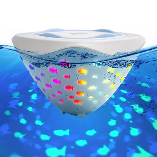 1pc LED Bath Light, Pool Light With Floating Fish Projection, Multicolor Fountain Underwater Light, Pool Pond Disco Light For Swimming, Bathtub Fun & Party Decor