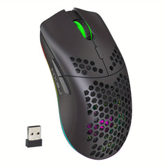 RGB Illuminated Rechargeable Wireless Mouse with Cellular Design