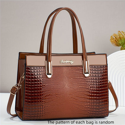 Fashion Top Handle Satchel Bag, Luxury Textured Shoulder Bag, Women's Trendy Handbag & Purse