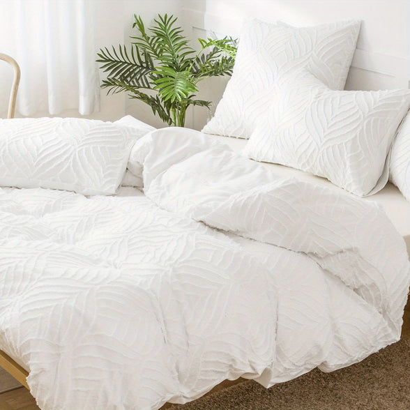 Elegant Leaf Jacquard Duvet Cover Set