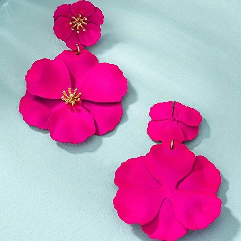 Bohemian Pink Flower Dangle Earrings: The Perfect Ornament for Vocation Parties