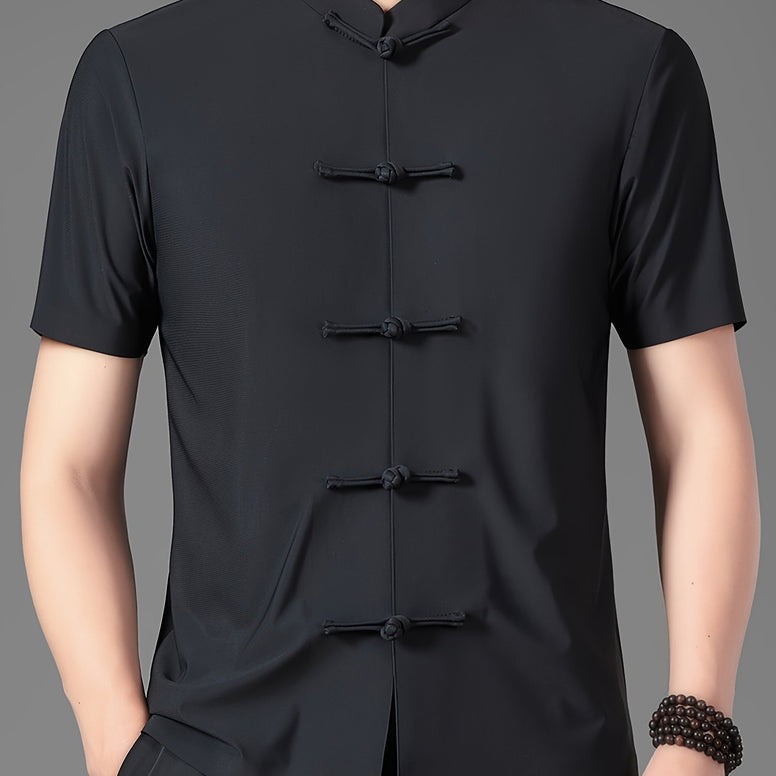 Chinese Traditional Style Men's Summer Tang Suit Shirt: Lightweight and Stylish Leisurewear