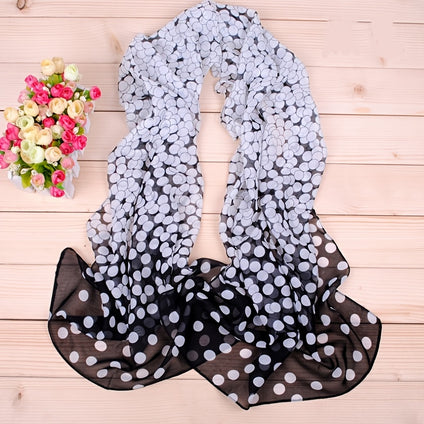 50.01cm×150.01cm Casual Chiffon Scarf Dot Print Single Color Gradient Windproof Shawl Outdoor Travel Beach Towel Sunscreen Head Wrap