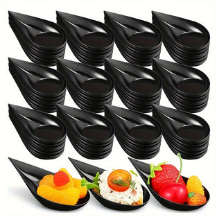 10pcs Mini Sushi Dessert Spoon Plate, Mini Pudding Fruit Dish, Cake Spoon, Dessert Display Tray, For Wedding Party Dinner, Party Supplies, Tableware Accessories, 10.01cm*5.0cm