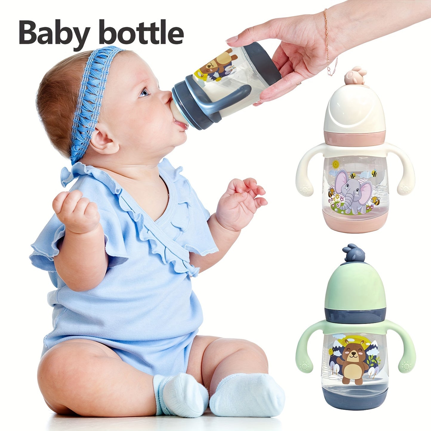 300ml Baby Feeding Bottle with Cartoon Design for Infants