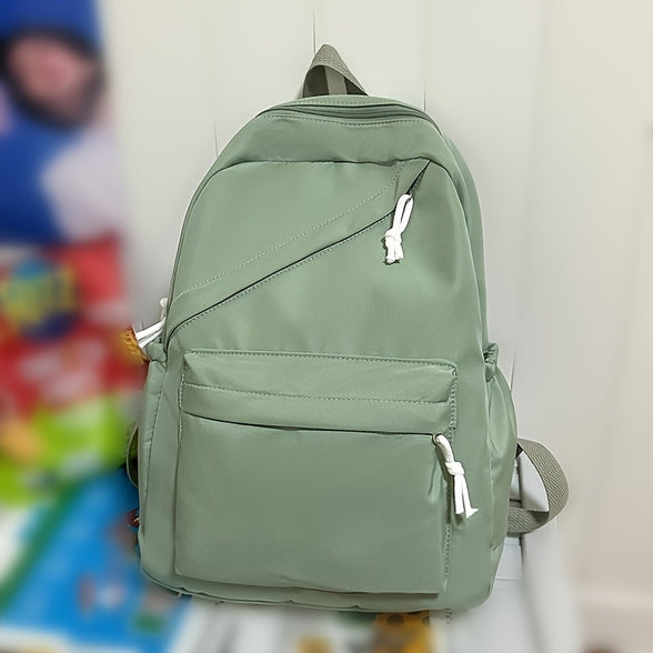 Chic Solid Color Backpack for Students: Perfect for School and Casual Outings