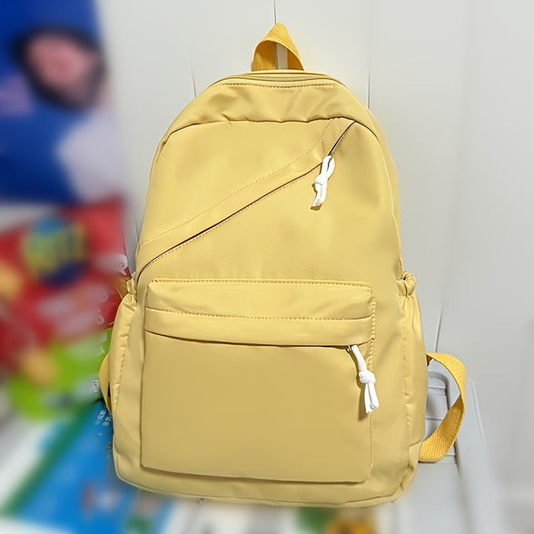 Chic Solid Color Backpack for Students: Perfect for School and Casual Outings