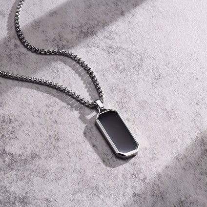 Men's Simple Black Drip Oil Stainless Steel Pendant: A Unique Gift for Him