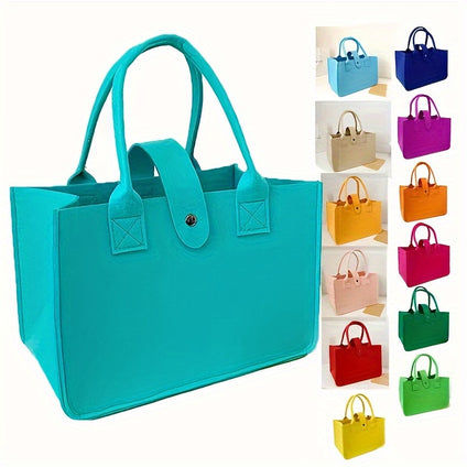 1pc, Fashionable Solid Color Felt Handbag, A Gift Storage Bag, Solid Color Shopping Bag, Available In Various Colors, Large Tote Top Handle Shoulder Bags, Shopping Travel Work Reusable Portable Tote Bag, Party Supplies, Holiday Supplies