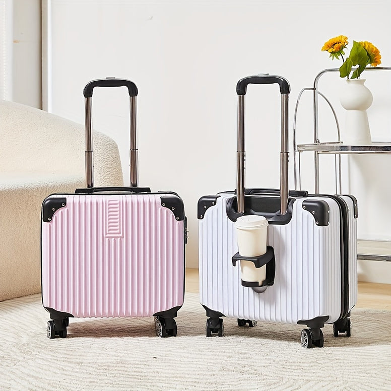 Stylish Boys & Girls Small Size Travel Luggage with Cup Holder - Vertical Stripe Classic Style Suitcase