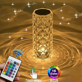 1pc Large Rose Crystal Table Lamp, USB Charging, 16 Colors RGB Touch And Remote Control, Romantic Atmosphere Lamp Home Decoration, For Living Room, Halloween, Christmas, Wedding Decoration, Gift For Camping, Party, Birthday Christmas