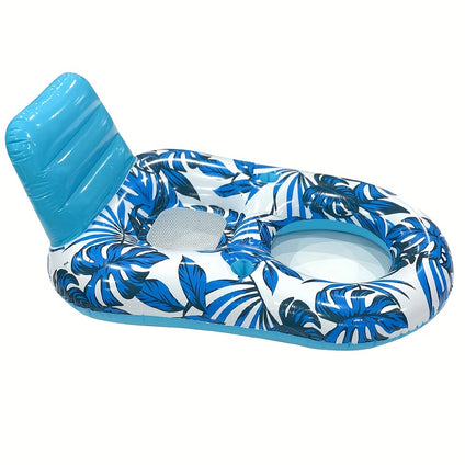 1pc Inflatable Leaf Pattern Lounger Floating Row, PVC Swimming Ring Hammock, Swimming Party Entertainment Supplies