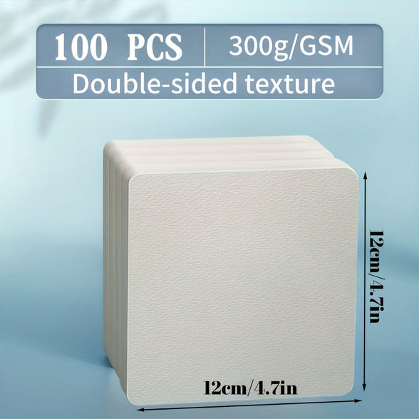 100 Pack Watercolor Paper 300GSM Double Sided Textured Artist Quality