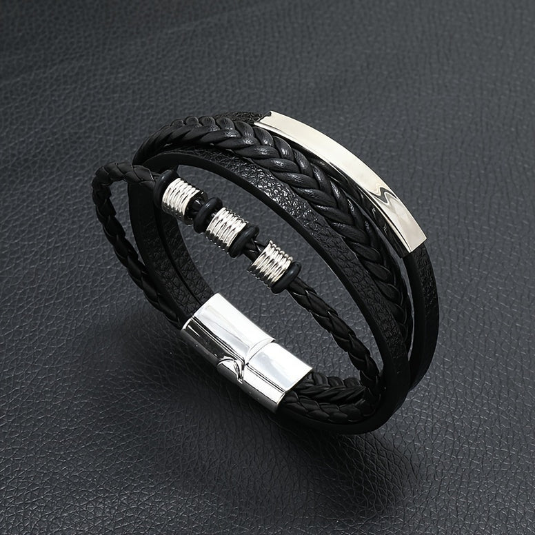 Men's Vintage Woven Multi-Layer Magnetic Buckle Bracelet - Stylish Hand Accessories