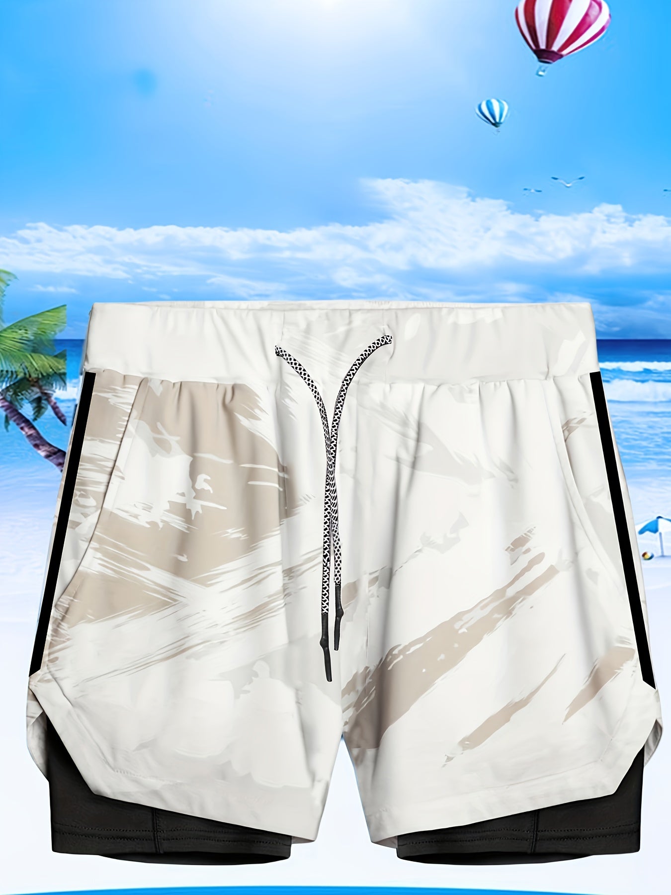 Men's 2-in-1 Swim Boxers: Double Layer Swimsuit Shorts for Summer Beach