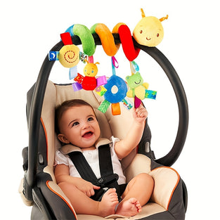 Adorable Spiral Plush Ribbon Stroller Toy with Bell