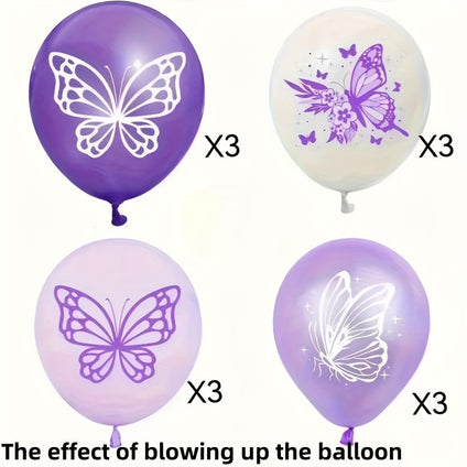 12pcs, Butterfly Printed Latex Balloons, Wedding Decor, Birthday Party Decor, Anniversary Decor, Graduation Decor, Holiday Decor, Mother's Day Decor, Indoor Outdoor Decor, Home Decor, Room Decor