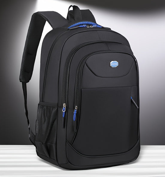 Versatile Solid Color Classic Backpack with Multi-Zippers