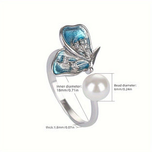 High Quality 925 Sterling Silver Butterfly Design Cuff Ring