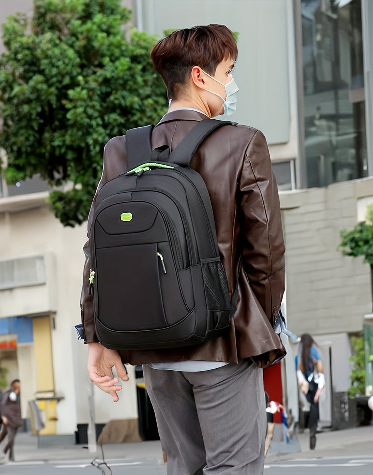 Versatile Solid Color Classic Backpack with Multi-Zippers