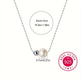 925 Sterling Silver White Pearls Pendant Necklace Simple Snake Bone Chain Neck Jewelry Valentine's Day Gift With Gift Box