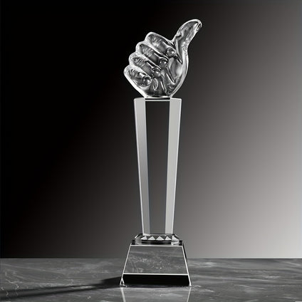 Elegant Crystal Glass Thumbs Trophy