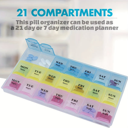 Compact 21-Day Pill Organizer With Lids