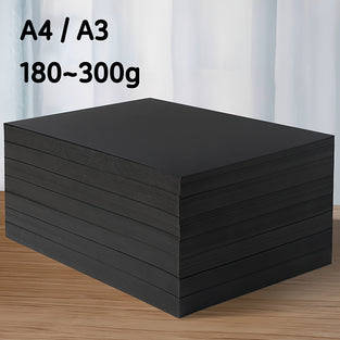 Black Cardstock Paper 20 Sheets - A4 & A3 Size