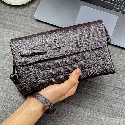 1 Pc Durable Wristlet Clutch Bag, Fashion Crocodile Pattern Envelope Bag, Large Capacity Handbag, PU Clutch Wallet Card Holder, Christmas Gift For Men