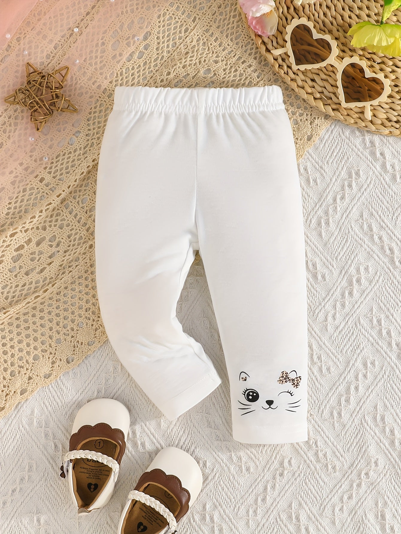 3-Piece Baby's Casual Pants Set: Solid Color & Leopard Pattern Elastic Waist Trousers for Infant Toddler Girls