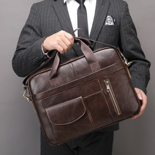 Business Men's Briefcase, Leather Men's Bag Business Bag, Computer Bag, Men's Handbag