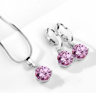 3pcs Earrings Plus Necklace Elegant Jewelry Set Silver Plated Inlaid Rhinestone Suitable For Evening Party Perfect Chrismas Birthday Gift For Female