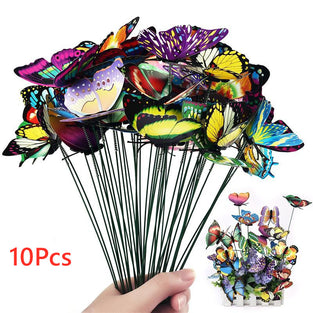 10pcs Butterflies Garden Yard Planter Colorful Whimsical Butterfly Stakes Decoracion Outdoor Decor Flower Pots Decoration