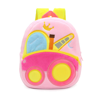 Creative Cute Cartoon Plush Engineering Vehicle Excavator Dump Truck Backpack For Outdoor Traveling Kindergarten Boys And Girls Accessories Gift