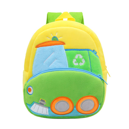 Creative Cute Cartoon Plush Engineering Vehicle Excavator Dump Truck Backpack For Outdoor Traveling Kindergarten Boys And Girls Accessories Gift